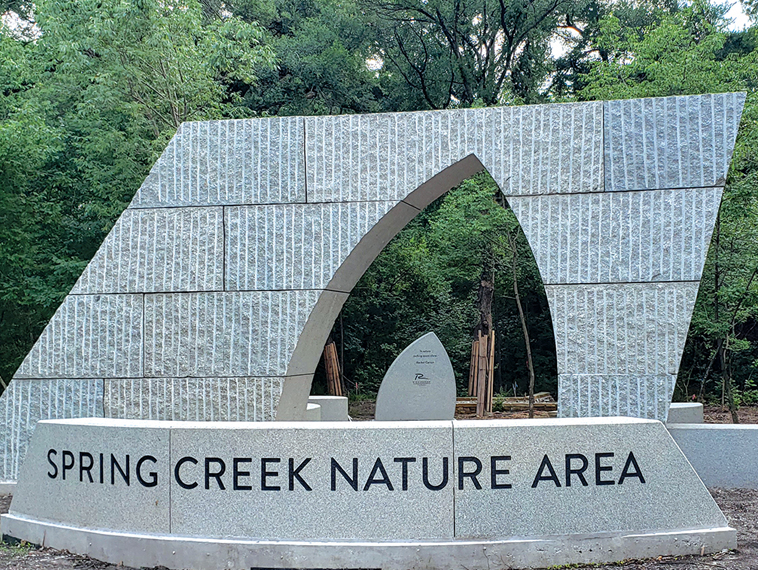 Entry portal stone placement at SCNA nearing completion