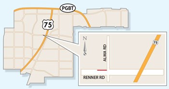 Lane Closure Expected on Renner Road Near TI