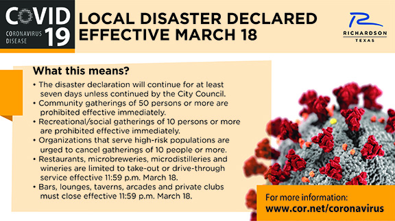 City of Richardson Issues Declaration of Local Disaster For Public Health Emergency