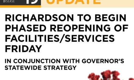 RICHARDSON TO BEGIN PHASED REOPENING OF FACILITIES/SERVICES FRIDAY IN CONJUNCTION WITH GOVERNOR’S STATEWIDE STRATEGY