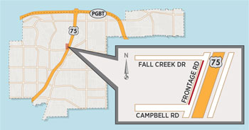 Lane Closure Expected on US 75 Frontage Road North of Campbell Road