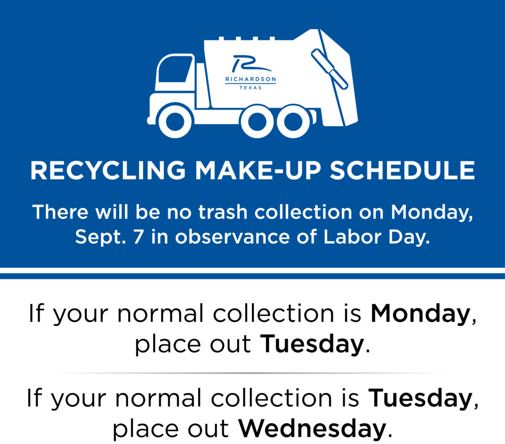 Trash, Recycling and Facility Schedule for the Sept. 7 Labor Day