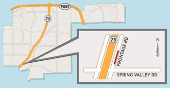 Possible Frontage Road Lane Closure Near Spring Valley Road