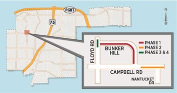 Water Main Improvement Project to Close Lanes on Campbell Road, Floyd Road and Bunker Hill