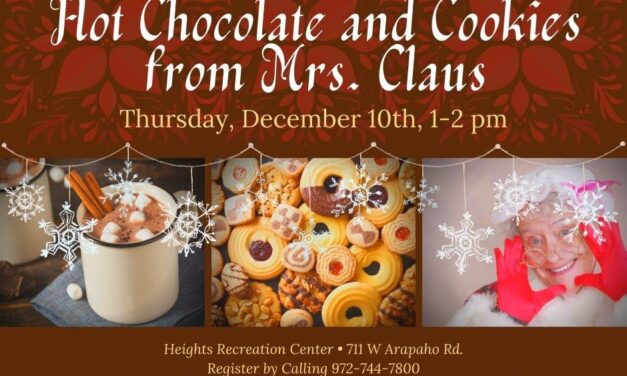 “Hot Chocolate and Cookies with Mrs. Claus” Senior Event Dec. 10