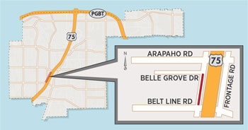 Temporary Lane Closure on US 75 Frontage Road