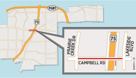 Median Work Closes Lanes On, Near Campbell Road