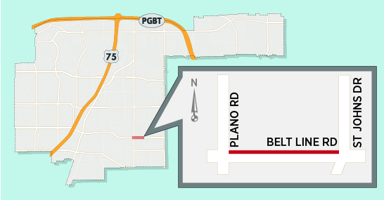 <strong>Lane Closure Planned on Belt Line, East of Plano Road</strong> 