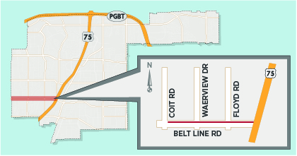 <strong>Sidewalk Work to Close Lane Sections on West Belt Line Road through Late April</strong> 