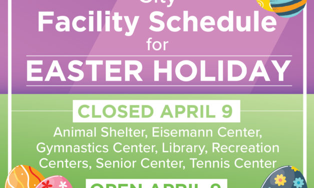 City Facility Schedule for Easter Holiday