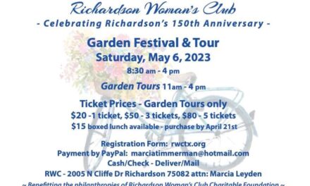 Richardson Woman’s Club Garden Festival and Tour is May 6