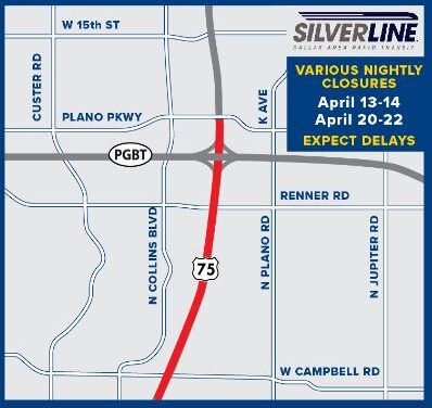 Overnight Closures Expected on US 75 Frontage Roads, Exit Ramps, Lanes April 13-14, 20-22