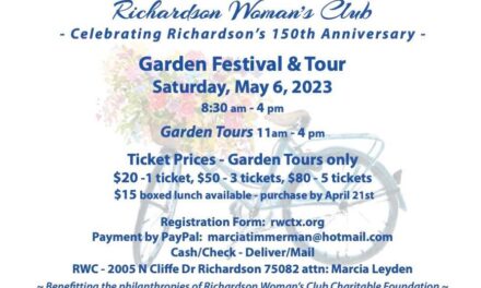 Richardson Woman’s Club Garden Festival and Tour is May 6