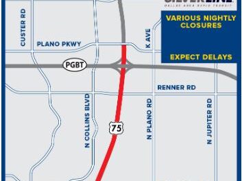 Overnight Lane Closures on US75 Continue Tonight