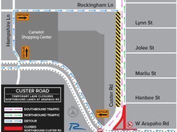 Northbound Custer Road Closure at Arapaho Road