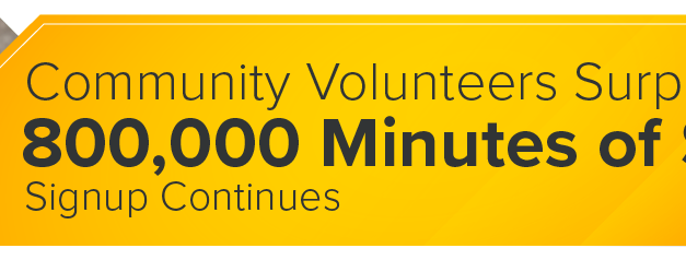 Community Volunteers Surpass 800,000 Minutes of Service; Signup Continues 