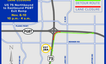 Lane Closure Begins Thursday for Northbound US 75 to Eastbound PGBT Ramp 