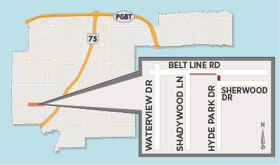 Lane Closures on Belt Line Road, Hyde Park Drive 