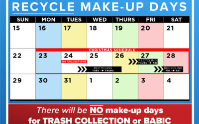 Trash/Recycling/BABIC Schedule Impacts for the Christmas Holiday