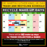 MLK Holiday Schedule for Trash/Recycling 