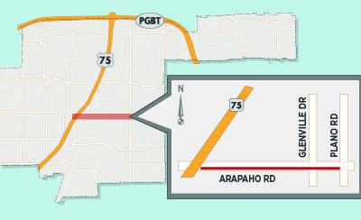 Eastbound Arapaho East of US 75 to Experience Lane Closures due to Sidewalk Repair 