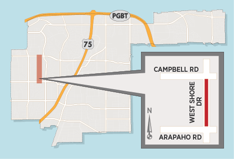 West Shore Drive to Narrow Temporarily Between Arapaho and Campbell Roads 