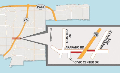 Atmos Work Closes Lanes on Eastbound and Westbound Arapaho near US 75 