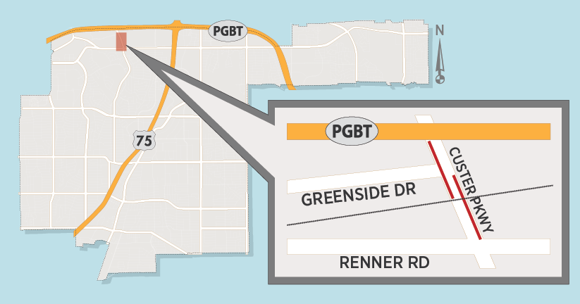 Lane Closures Expected on Custer Parkway north of Renner