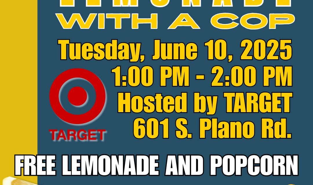 “Lemonade with a Cop” Next Tuesday 