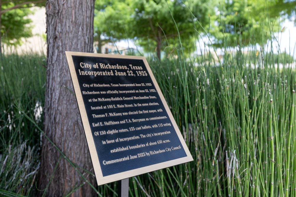 Picture of plaque commemorating 100 years of Richardson's Incorporation.