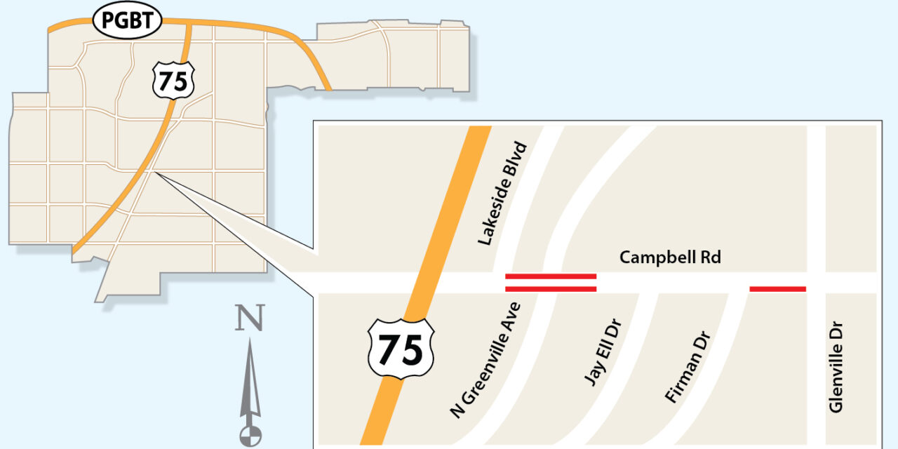 Fiber Optic Work to Affect Lanes on Campbell Road East of US 75
