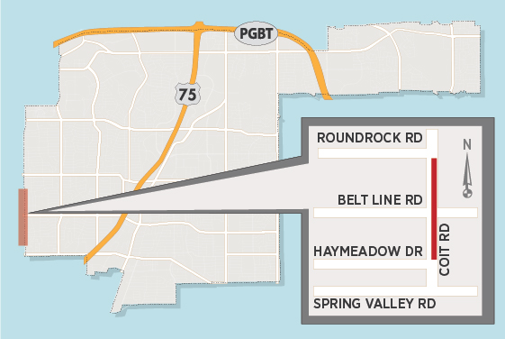Lane Closures, Traffic Delays Expected on Northbound Coit Road 