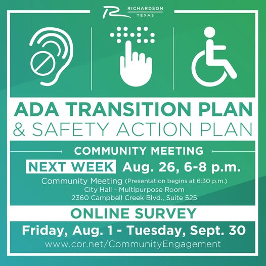 Public Meeting Tuesday Re: ADA Transition Plan, Safety Action Plan