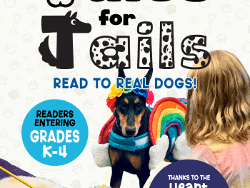 Read to Dogs at “Tales for Tails” Sunday