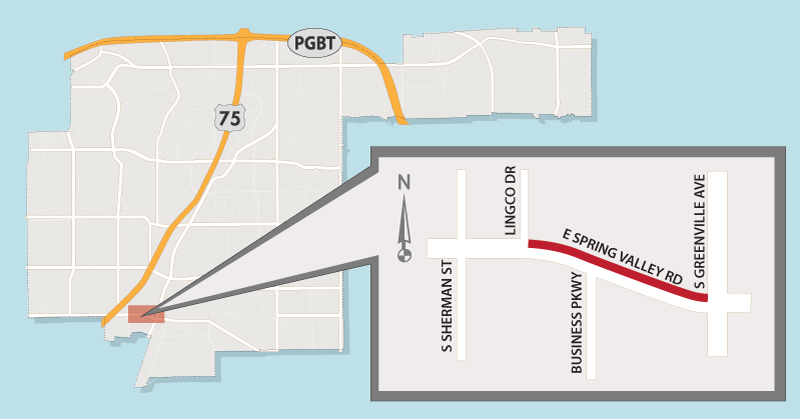 Lanes Closed at Spring Valley/Lingco Intersection for Pavement Repair 