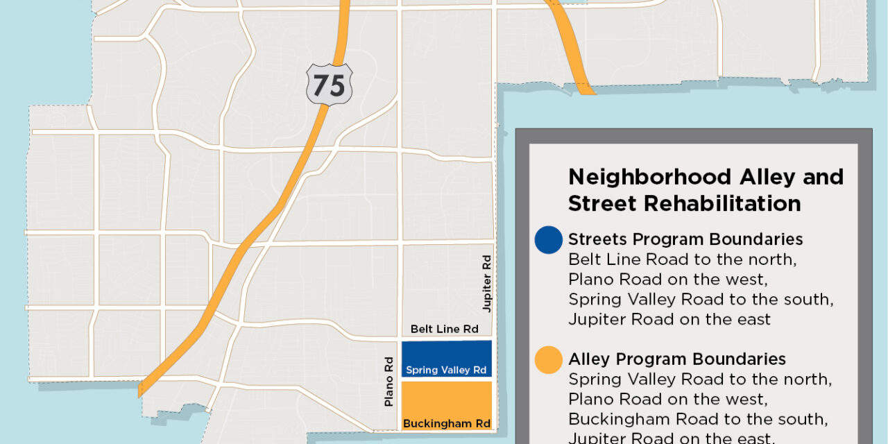 Neighborhood Alley and Street Rehabilitation Work to Begin East/Southeast of Richardson Square Mall Area Next Week 