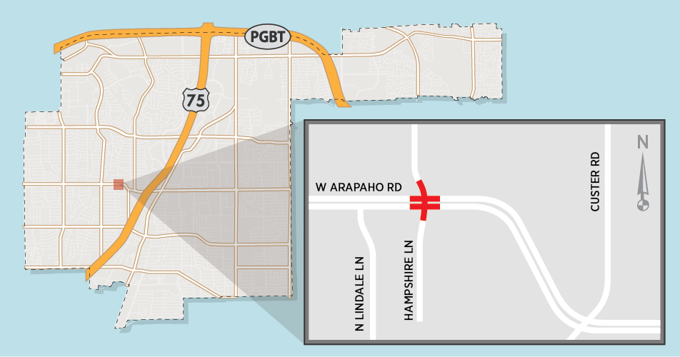 Expect Lane Closures at Arapaho/Hampshire Intersection for Traffic Signal Work 
