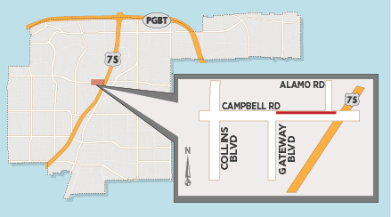 Lane Closures Expected On, Near Westbound Campbell Road Just West of US 75 