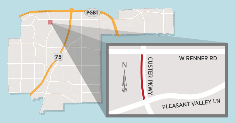 Southbound Custer Parkway Construction Project Near Renner Road Begins Monday 
