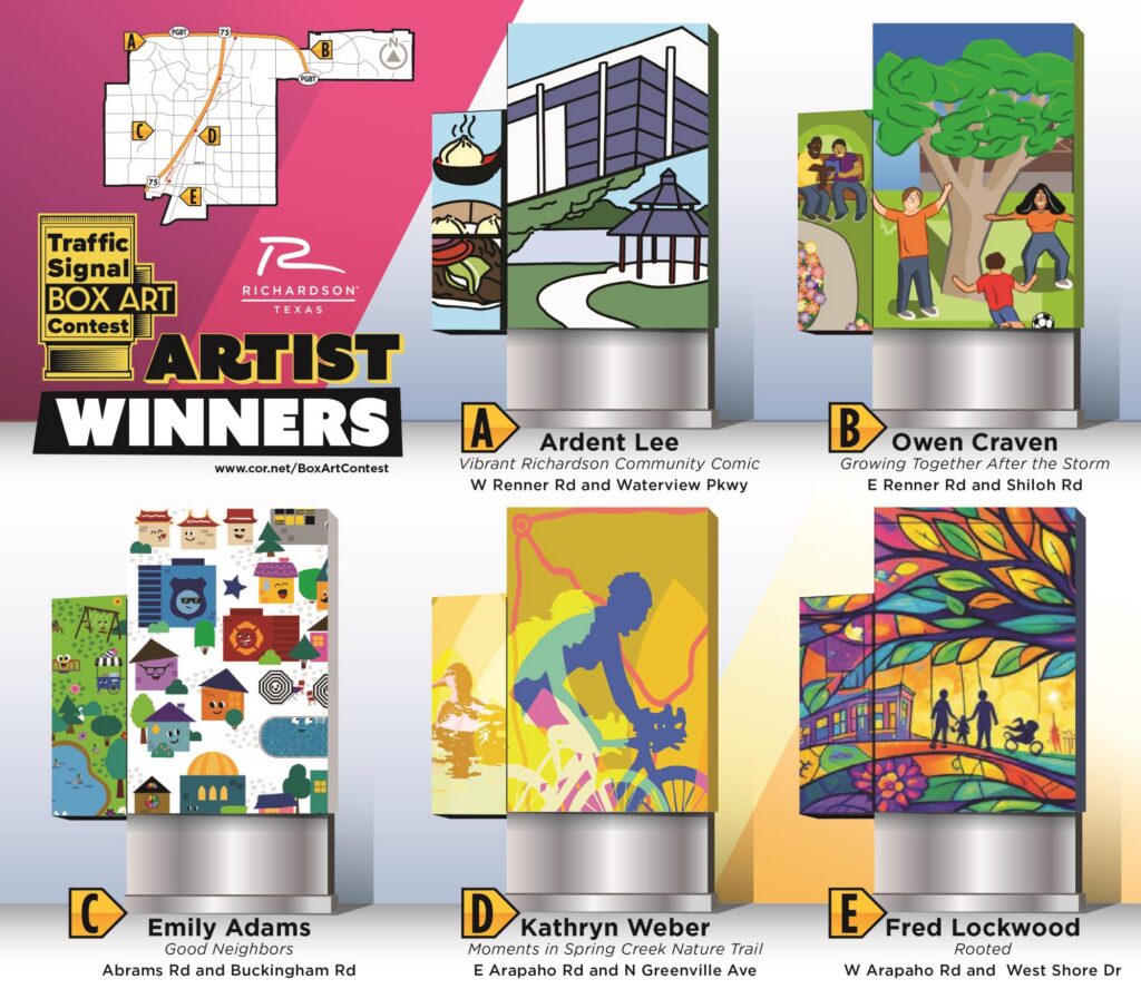 Graphic showing the Traffic Box Art Contest Winners