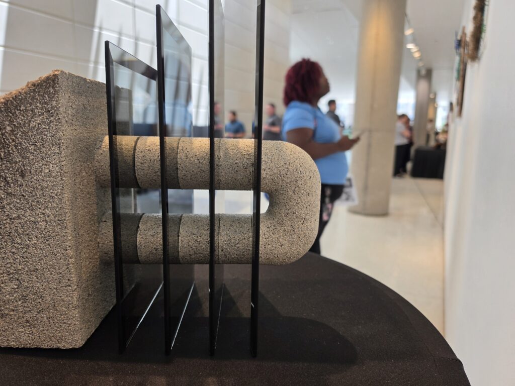 Concrete and glass sculpture