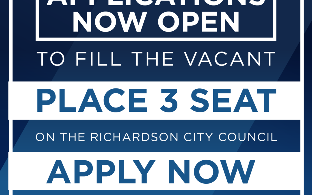 Applications for vacant Place 3 seat Now Open