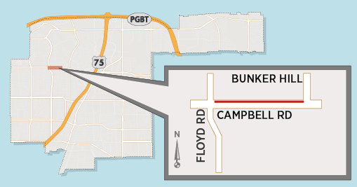 Westbound Campbell Road Lane Closure at Floyd Road