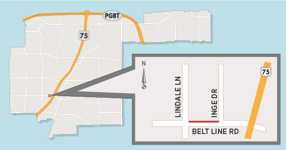 Lane Closure on Belt Line Road in The CORE District