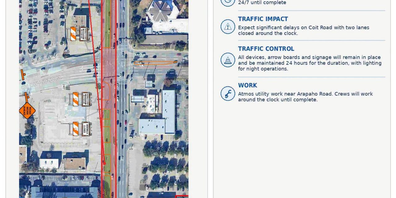 Traffic Alert on Coit Road Near Arapaho Road