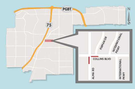 Fiber Optic Work to Close Lanes at Intersection of Collins Boulevard and Alma Road 
