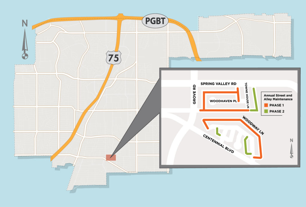 Map showing alleyways in the Highland Terrace neighborhood