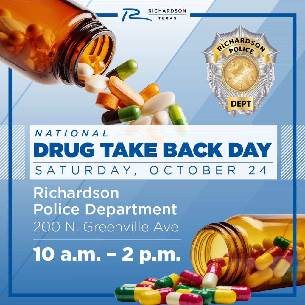 Join us Saturday Oct 24 for a Prescription Drug Take Back Day event at PD HQ.