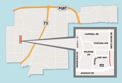 Map of West Shore Drive between Arapaho Road and Melrose Drive