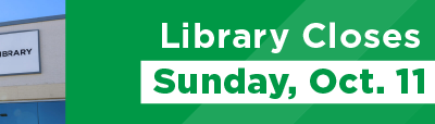 Library Closes Sunday, Oct. 11
